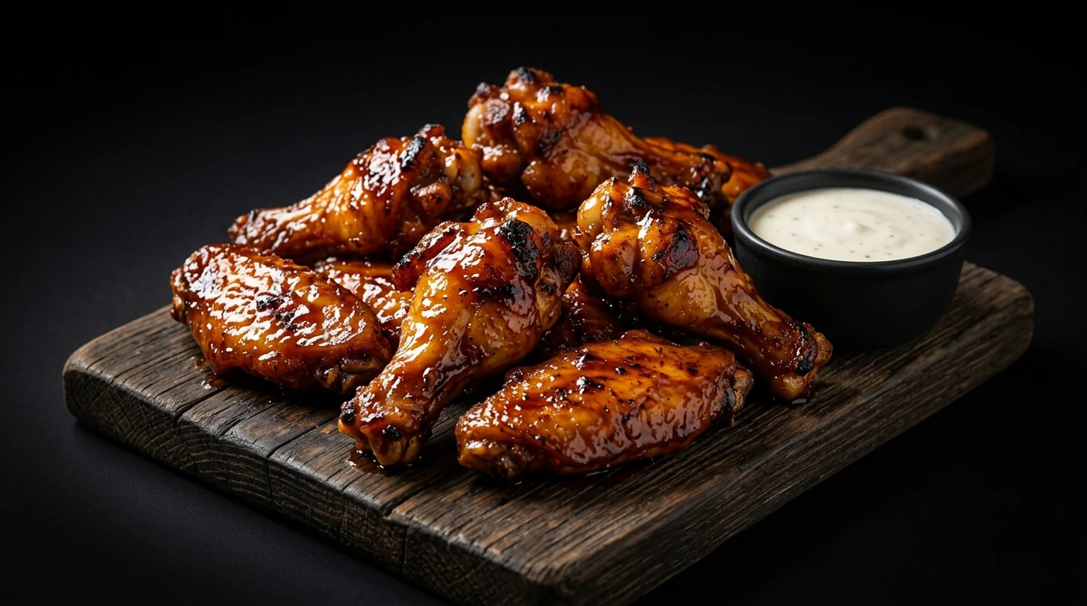 Smoking Pig BBQ honey-glazed wings with ranch