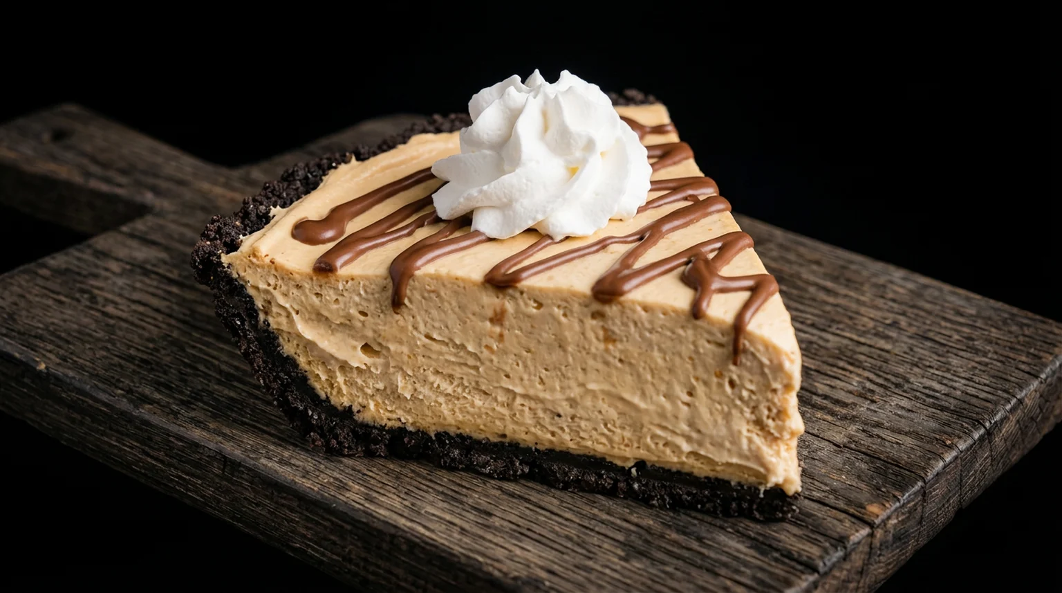 Smoking Pig BBQ peanut butter pie with Oreo crust, chocolate and whipped cream