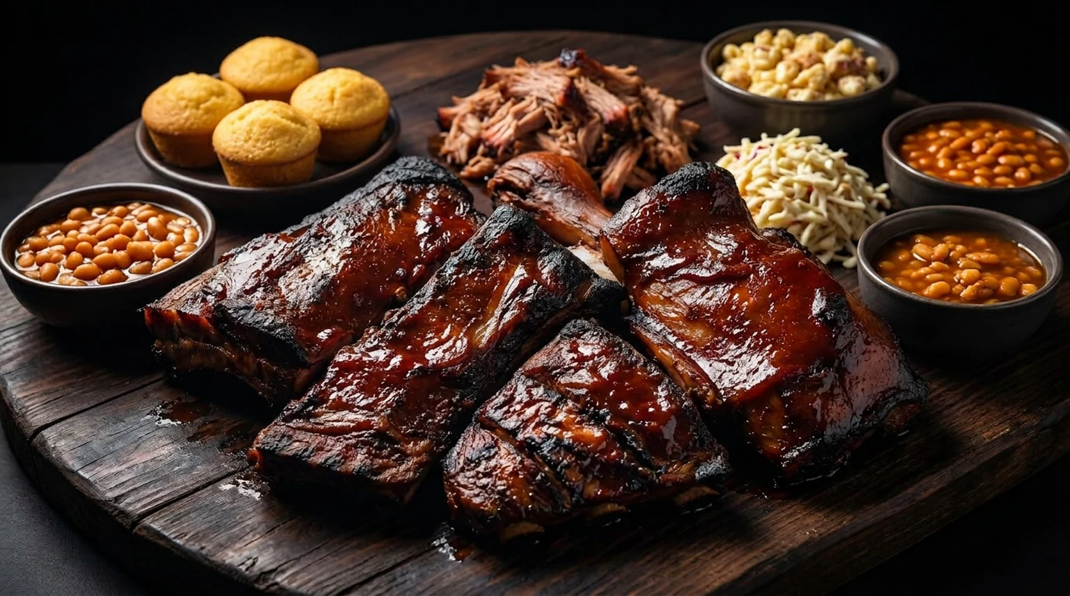 Smoking Pig BBQ Small Pack tray with ribs, brisket, pulled pork and sides
