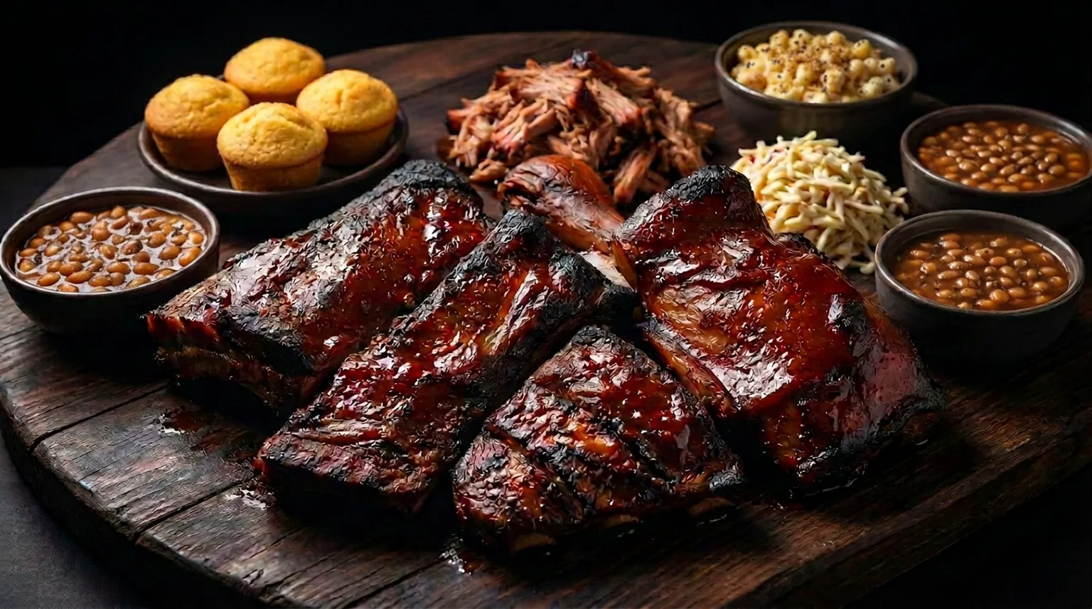 Smoking Pig BBQ Small Pack tray with ribs, brisket, pulled pork and sides